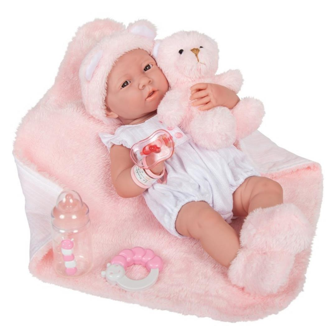 Berenguer Gerçekçi Yenidoğan Oyuncak Kız Bebek 39 cm ve Pembe Ayı