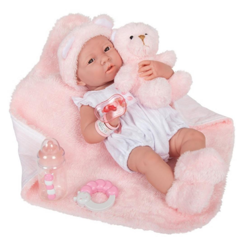 Berenguer Gerçekçi Yenidoğan Oyuncak Kız Bebek 39 cm ve Pembe Ayı