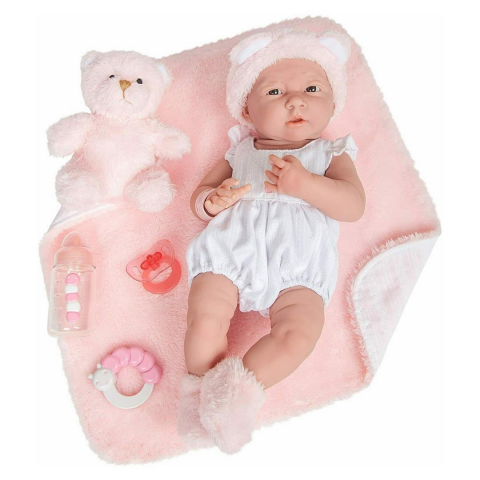 Berenguer Gerçekçi Yenidoğan Oyuncak Kız Bebek 39 cm ve Pembe Ayı