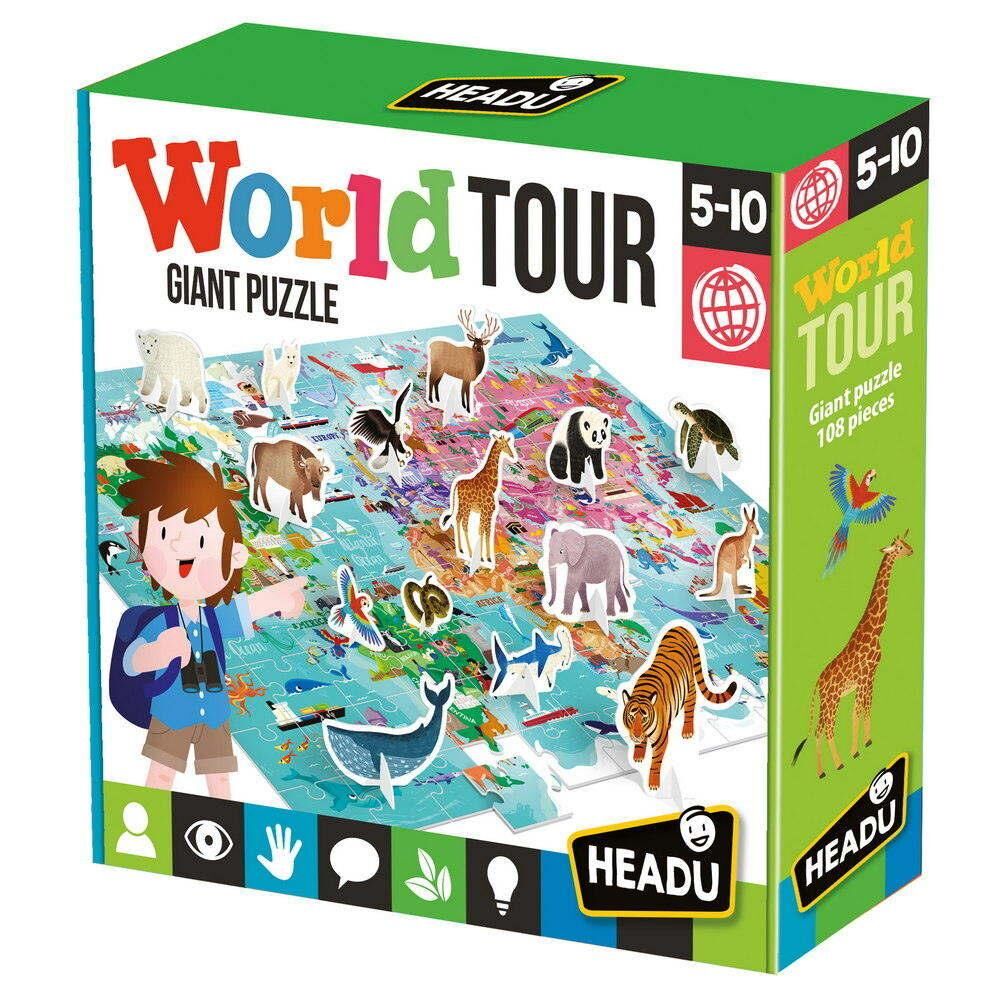 Headu Puzzle Dünya Turu ve Hayvanlar Yapbozu