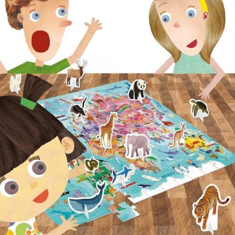 Headu Puzzle Dünya Turu ve Hayvanlar Yapbozu