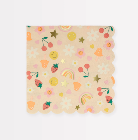 Meri Meri - Happy Face Icons Large Napkins - Mutlu Yüz Semboller Peçeteler (L) (x16)