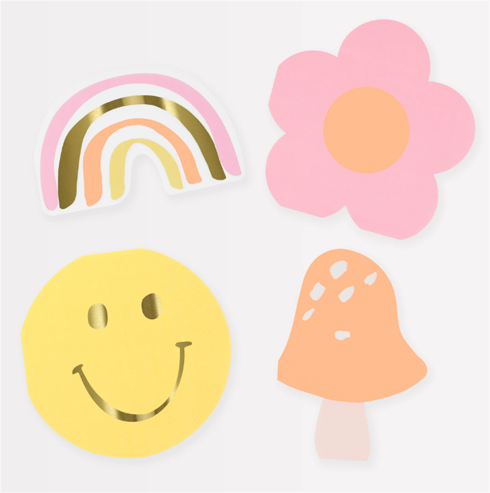 Meri Meri - Happy Face Icons Diecut Napkins - Mutlu Yüz Semboller Peçeteler (X16)