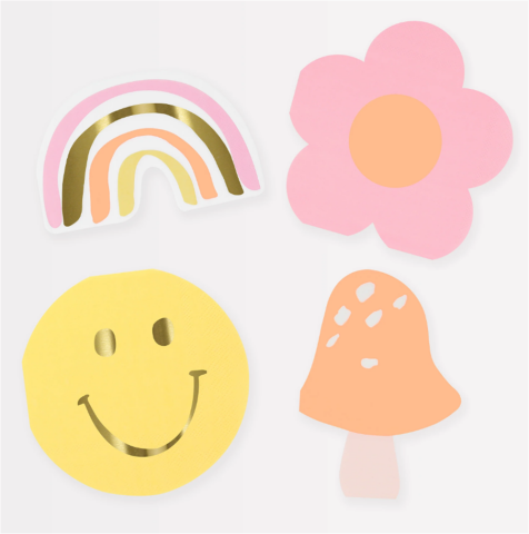 Meri Meri - Happy Face Icons Diecut Napkins - Mutlu Yüz Semboller Peçeteler (X16)