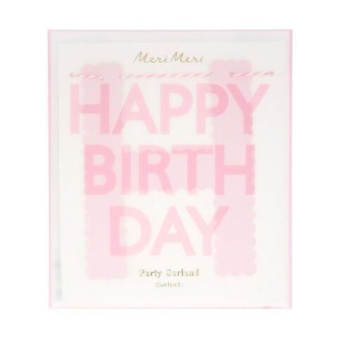 Meri Meri - Pembe Happy Birthday Asılan Süs