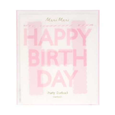 Meri Meri - Pembe Happy Birthday Asılan Süs