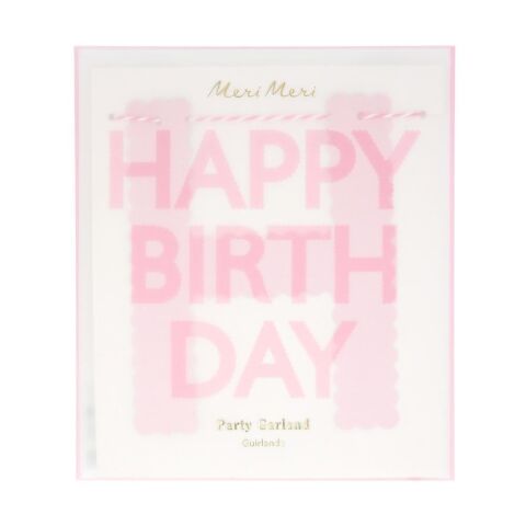 Meri Meri - Pembe Happy Birthday Asılan Süs