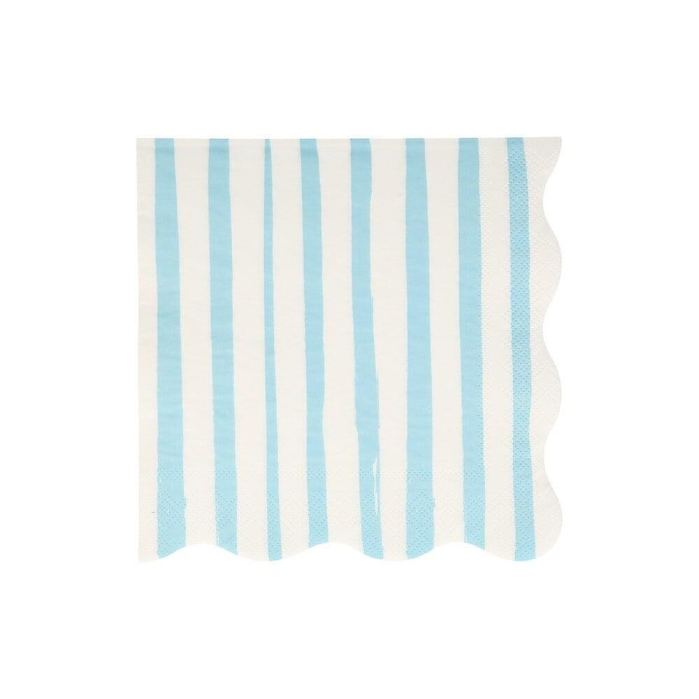 Meri Meri - Blue Stripe Napkins - Mavi Çizgili Peçete - L - 16'Lı