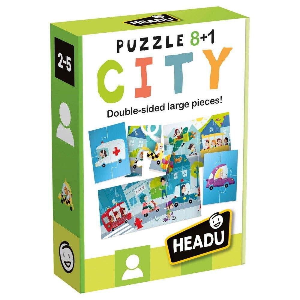 Headu My City Puzzle 8+1 Çift Taraflı İlk Şehir Yapbozu (2-5 Yaş)