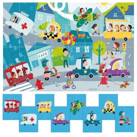 Headu My City Puzzle 8+1 Çift Taraflı İlk Şehir Yapbozu (2-5 Yaş)