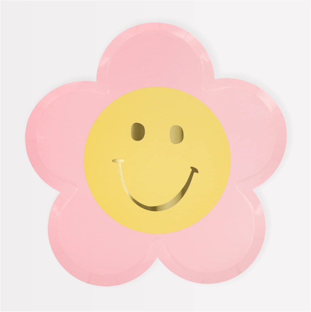 Meri Meri - Happy Face Flower Plates - Mutlu Yüz Çiçek Tabaklar (X8)