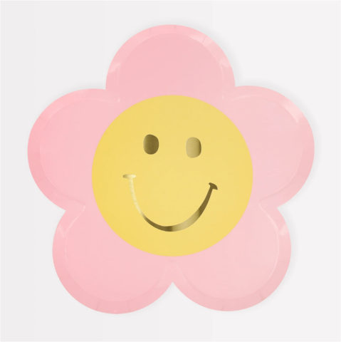 Meri Meri - Happy Face Flower Plates - Mutlu Yüz Çiçek Tabaklar (X8)