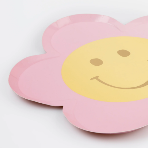 Meri Meri - Happy Face Flower Plates - Mutlu Yüz Çiçek Tabaklar (X8)