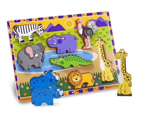 Melissa&Doug Ahşap Tombul Puzzle - Safari