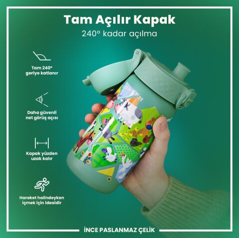 Ion8 - Paslanmaz Çelik Çocuk Suluk - Çiftlik Hayvanları - 400 ml - Sızdırmaz