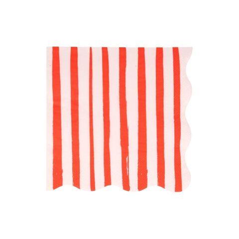 Meri Meri - Red Stripe Napkins - Kırmızı Çizgili Peçeteler - L - 16'Lı