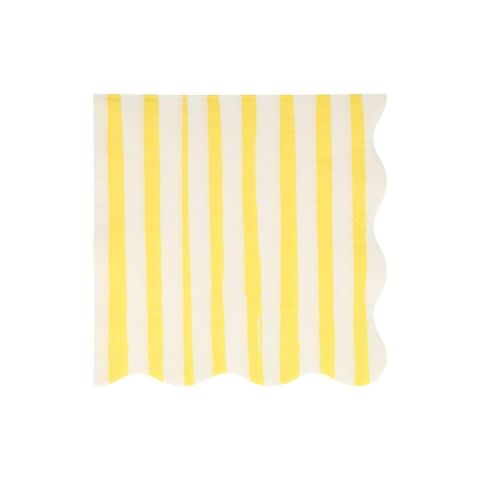 Meri Meri - Yellow Stripe Napkins - Sarı Çizgili Peçete - L- 16'Lı