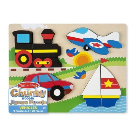 Melissa&Doug Ahşap Tombul Parçalı Puzzle - Araçlar