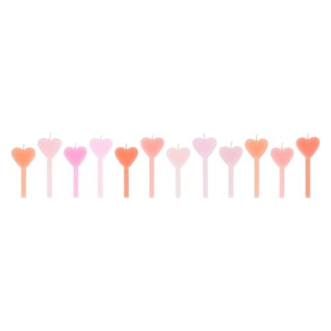 Meri Meri - Pembe Kalp Mumlar - 12 Adet