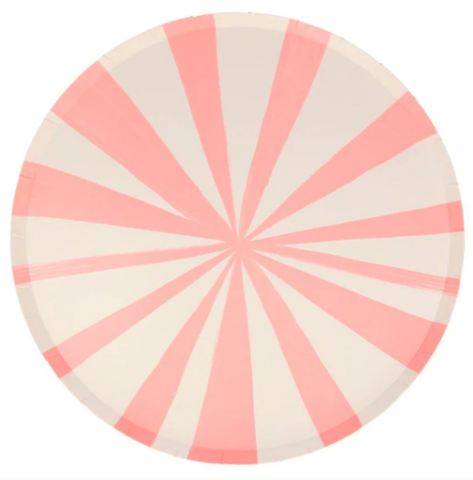 Meri Meri - Mixed Stripe Dinner Plates - Renkli Çizgili Tabaklar - L - 8'Li