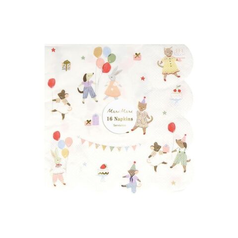 Meri Meri - Animal Friends Peçete - L - 16 Adet