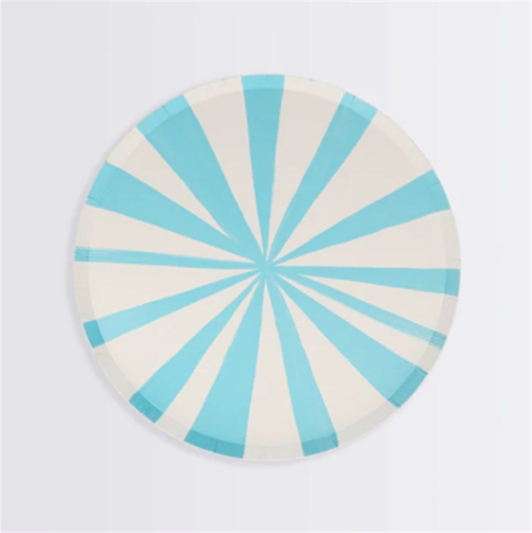 Meri Meri - Blue Stripe Plates - Mavi Çizgili Tabaklar - S - 8'li