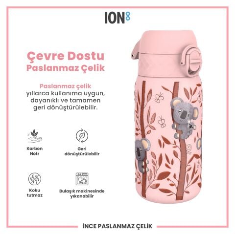 Ion8 - Paslanmaz Çelik Çocuk Suluk - Koala - 400 ml - Sızdırmaz