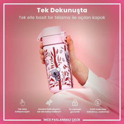 Ion8 - Paslanmaz Çelik Çocuk Suluk - Koala - 400 ml - Sızdırmaz