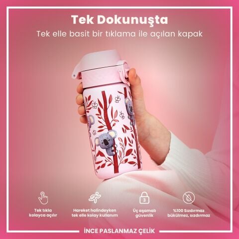 Ion8 - Paslanmaz Çelik Çocuk Suluk - Koala - 400 ml - Sızdırmaz