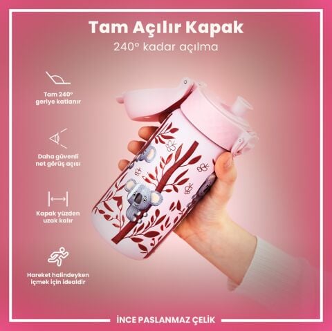 Ion8 - Paslanmaz Çelik Çocuk Suluk - Koala - 400 ml - Sızdırmaz