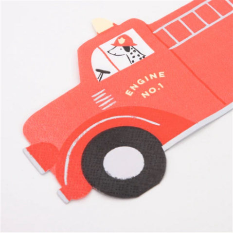 Meri Meri - Fire Truck Napkins - İtfaiye Kamyonu Peçete - 16'Lı