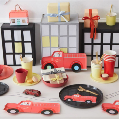 Meri Meri - Fire Truck Napkins - İtfaiye Kamyonu Peçete - 16'Lı