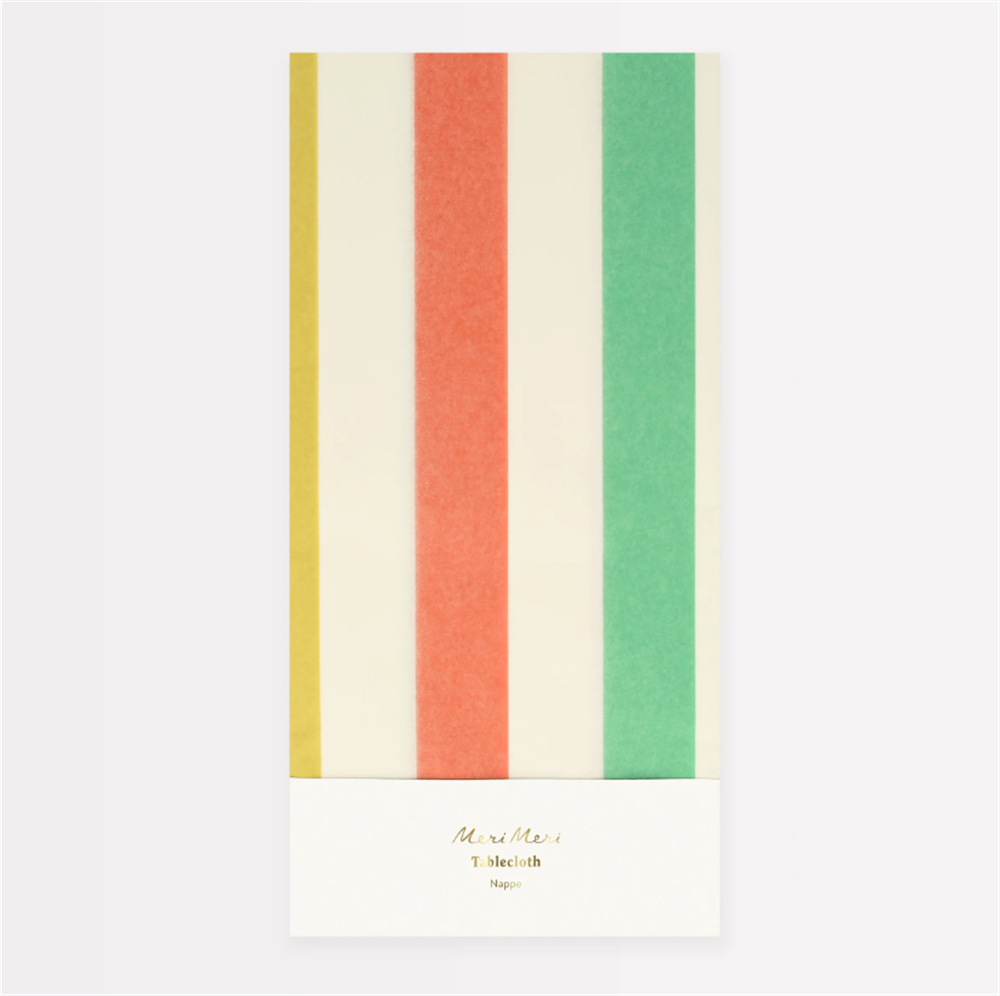 Meri Meri - Multi Stripe Tablecloth - Multi Renkli Çizgili Kağıt Masa Örtüsü