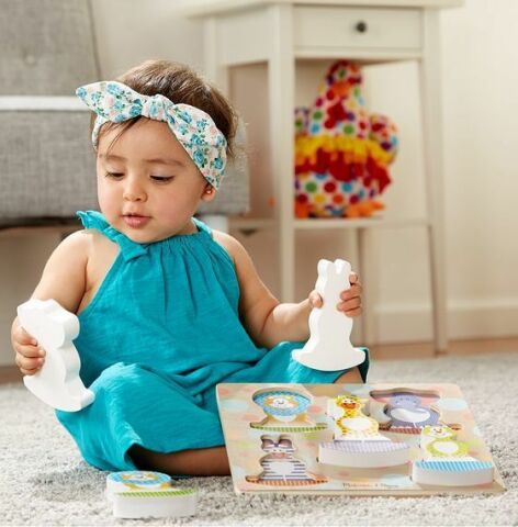Melissa&Doug Ahşap Sallanan Tombul Puzzle - Safari Yapboz