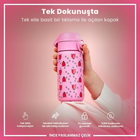 Ion8 - Paslanmaz Çelik Çocuk Suluk - Uğur Böceği- 400 ml - Sızdırmaz