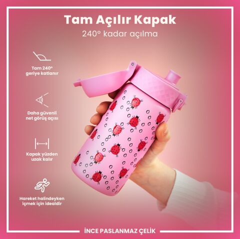 Ion8 - Paslanmaz Çelik Çocuk Suluk - Uğur Böceği- 400 ml - Sızdırmaz