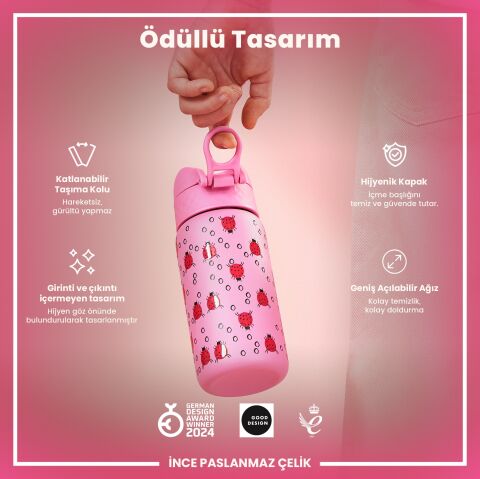 Ion8 - Paslanmaz Çelik Çocuk Suluk - Uğur Böceği- 400 ml - Sızdırmaz