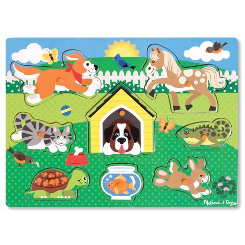 Melissa&Doug Ahşap Tutmalı Puzzle - Evcil Hayvanlar Yapbozu