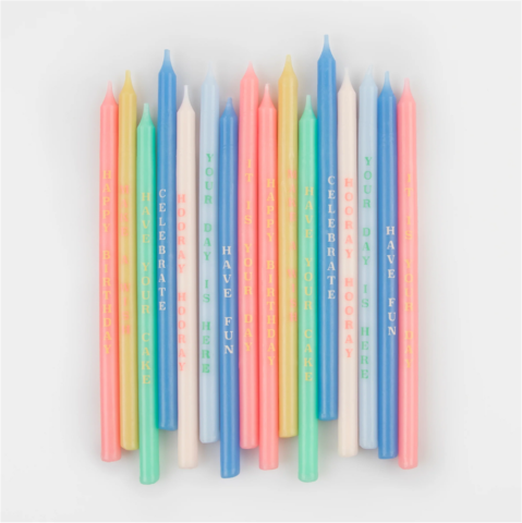 Meri Meri - Birthday Phrases Candles - Doğum Günü Tebrik Yazıları Mumlar (X16)
