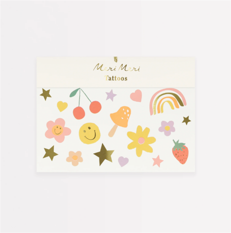 Meri Meri - Happy Face Temporary Tattoos - Mutlu Yüzler & Semboller Geçici Dövmeleri (X2)