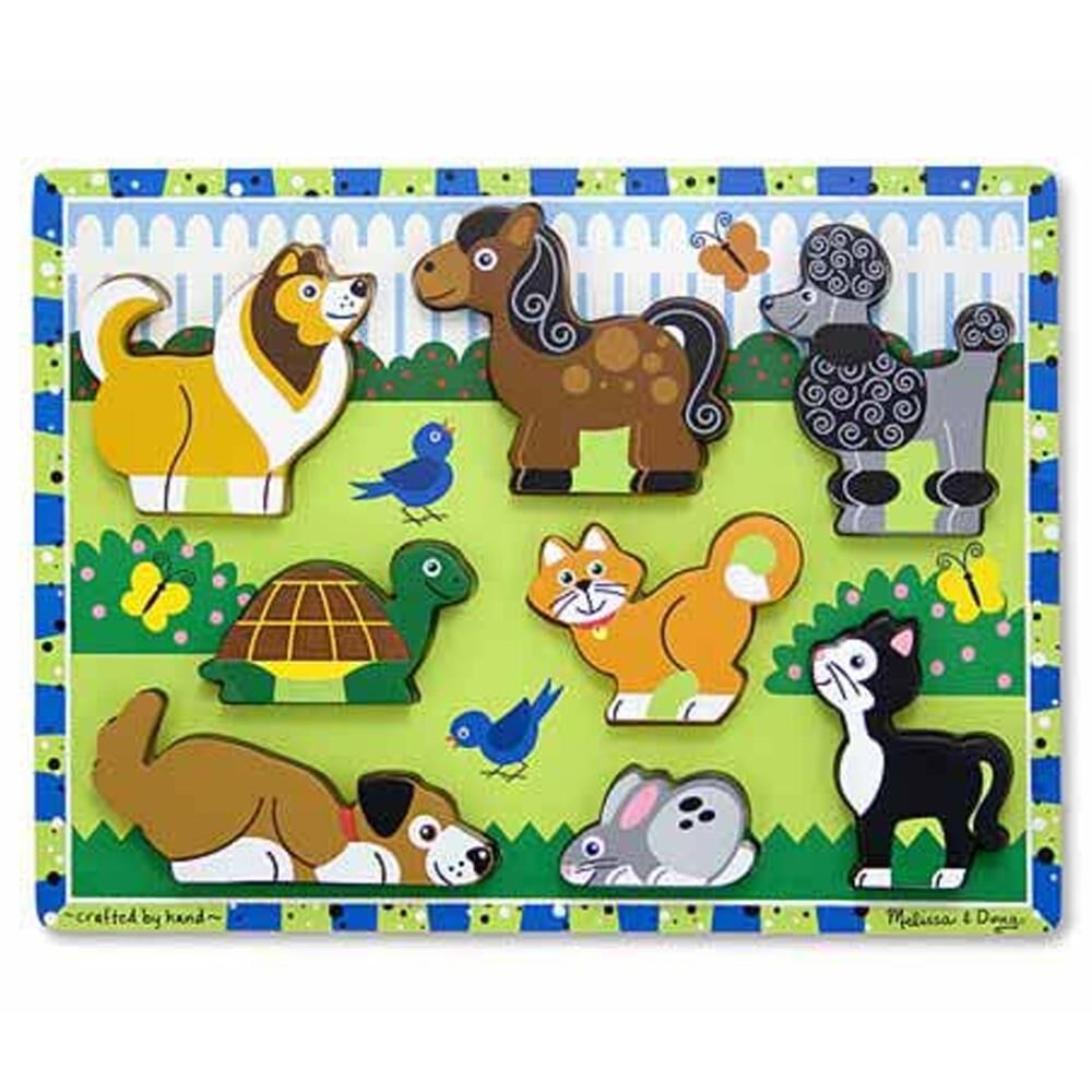 Melissa&Doug Ahşap Tombul Puzzle - Evcil Hayvanlar Yapbozu
