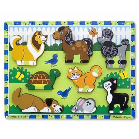 Melissa&Doug Ahşap Tombul Puzzle - Evcil Hayvanlar Yapbozu