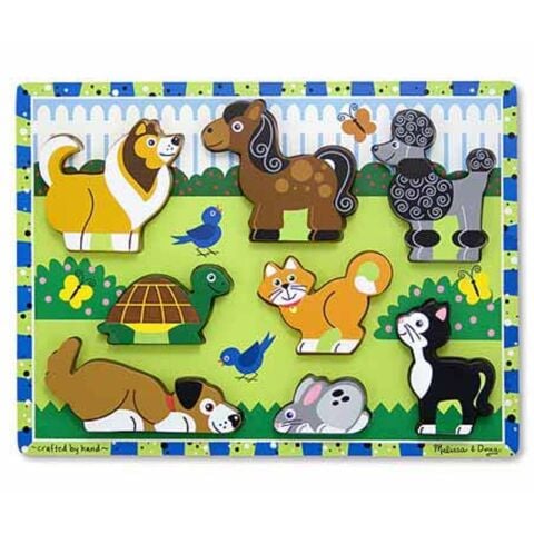 Melissa&Doug Ahşap Tombul Puzzle - Evcil Hayvanlar Yapbozu