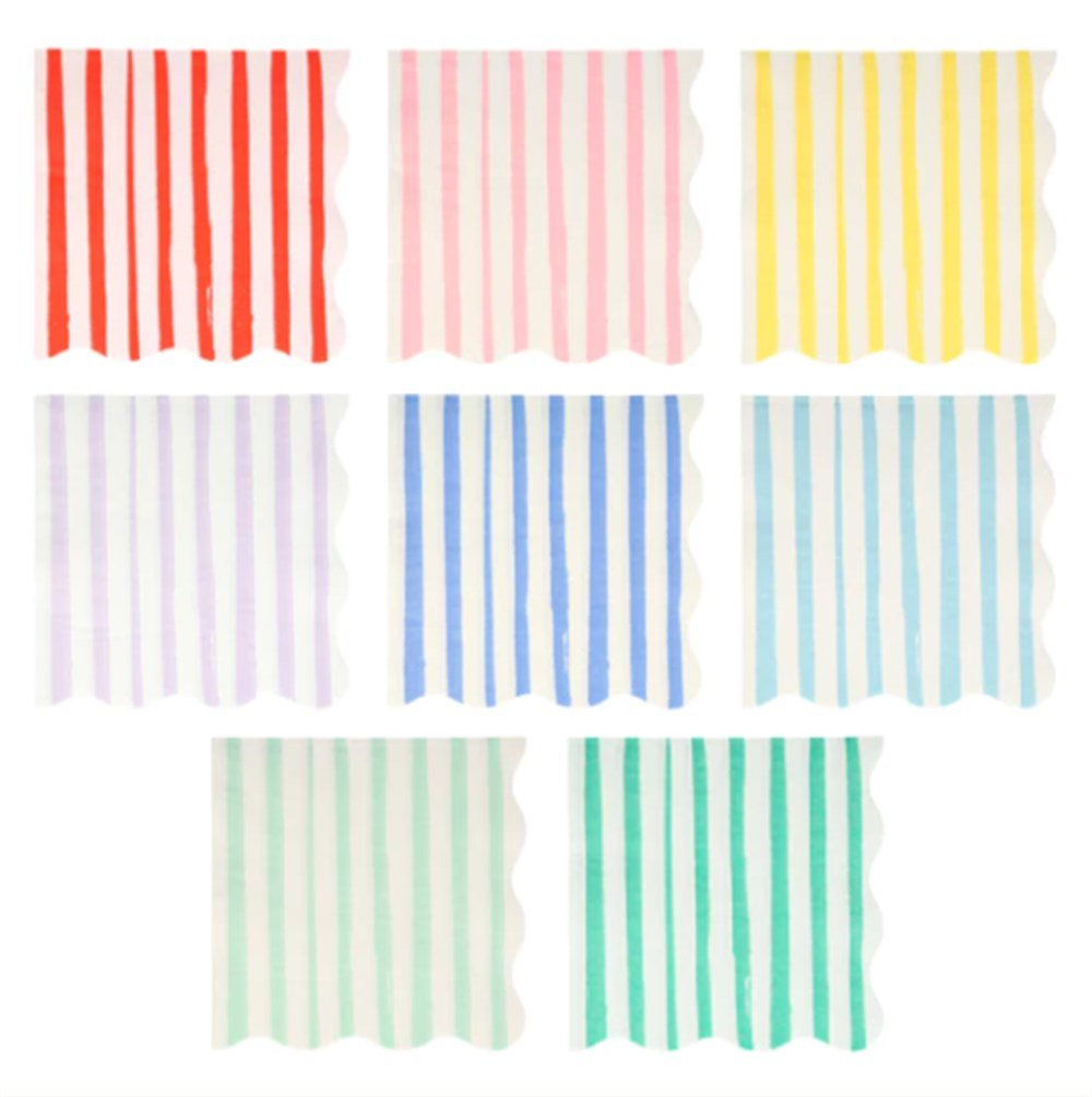 Meri Meri - Mixed Stripe Napkins - Karışık Çizgili Peçeteler - L - 16'Lı