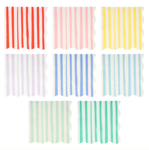 Meri Meri - Mixed Stripe Napkins - Karışık Çizgili Peçeteler - L - 16'Lı