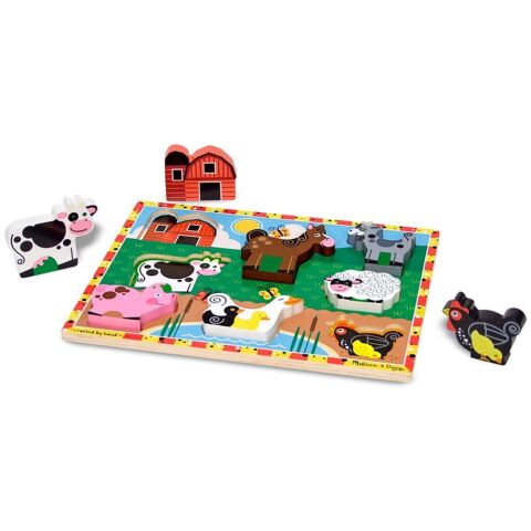 Melissa&Doug Ahşap Tombul Puzzle - Çiftlik Yapboz