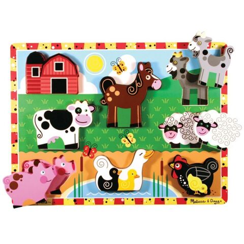 Melissa&Doug Ahşap Tombul Puzzle - Çiftlik Yapboz