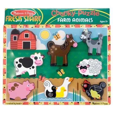 Melissa&Doug Ahşap Tombul Puzzle - Çiftlik Yapboz