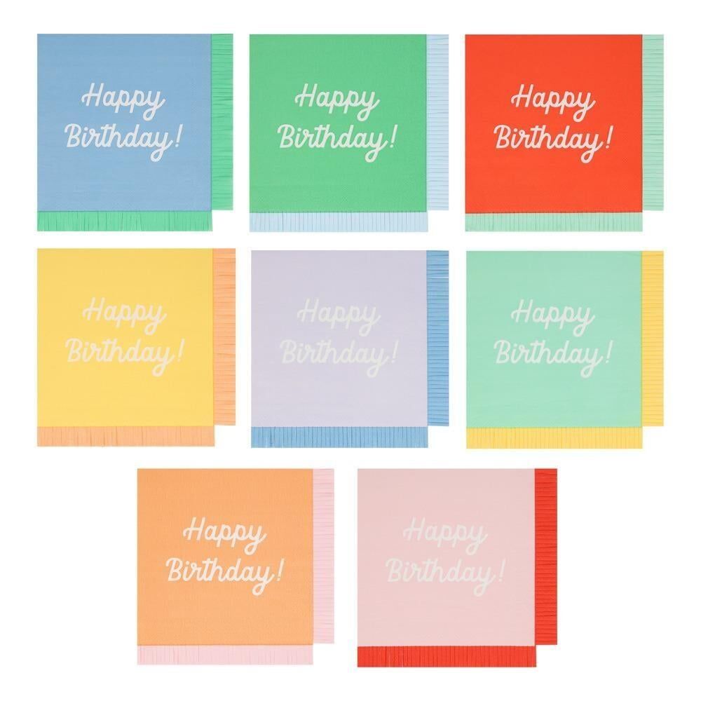 Meri Meri - Happy Birthday Peçeteler - L - 16 Adet