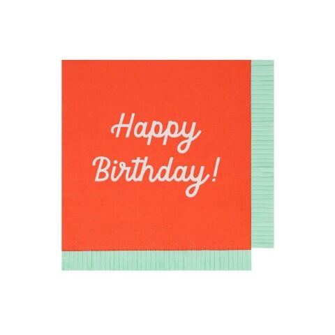 Meri Meri - Happy Birthday Peçeteler - L - 16 Adet